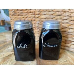McKee Black Glass Salt and Pepper Shakers